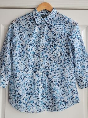 Lauren Ralph Lauren Blue Floral Button-Down Shirt
